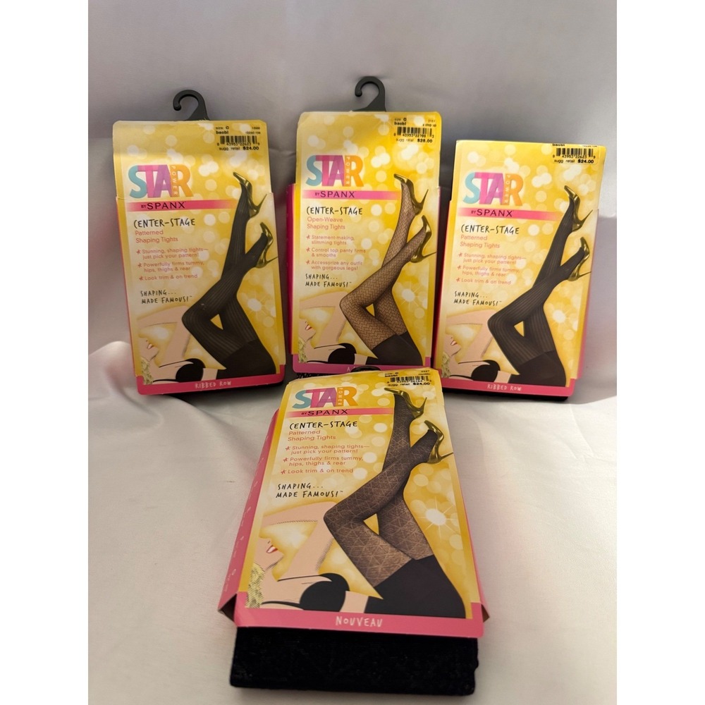 Lot of 4 STAR by Spanx Enter-Stage Shaping Tights Size C Mixed Pattern NIP